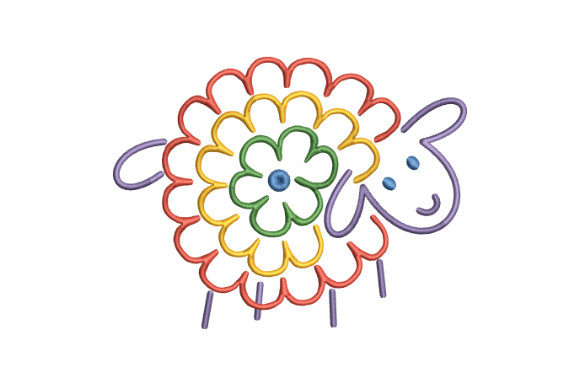 Baby Sheep with Rainbow Flower